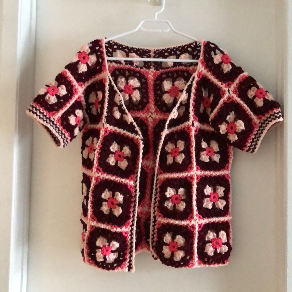 Hand crocheted granny square cardigan